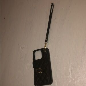 Black Quilted iPhone 16 Pro Max  Case with Strap